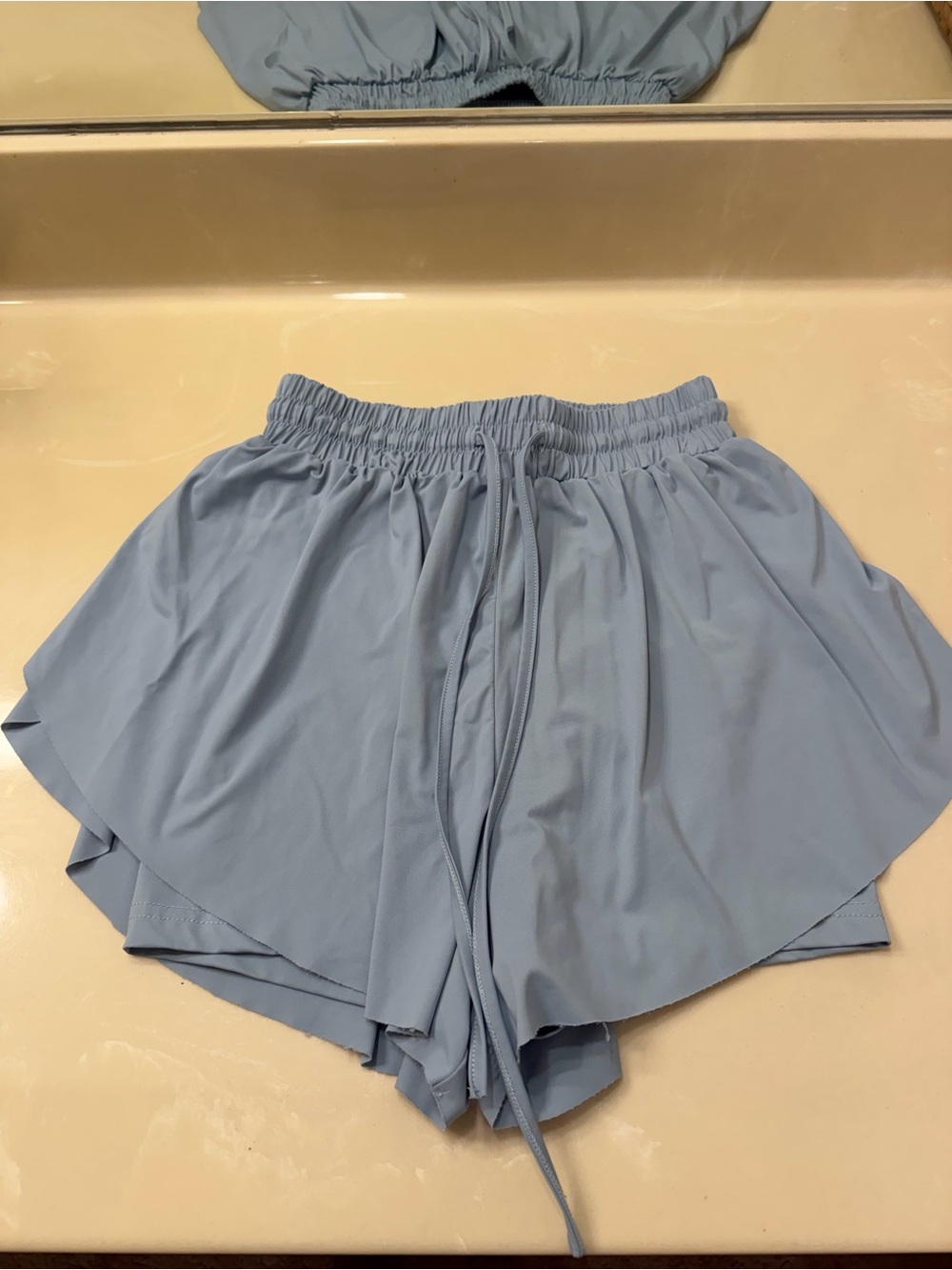 Altar’d State Revival Buttery Soft Light Blue Women's Athletic Layered Shorts